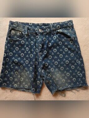 Monogram Cut-off Denim Shorts Sz 34 Waist